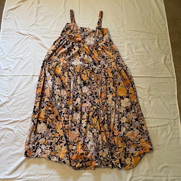 Free People Park Slope Maxi Dress Dark Combo With Pockets Size Large - Picture 10 of 16